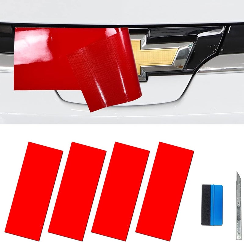 LZLRUN Compatible with Bowtie Logo Wrap Stickers Cut-Your-Own Emblem Overlay DIY Decals for Chevy (11.8 Inch x 4 Inch) (Gloss Red) - Image 3